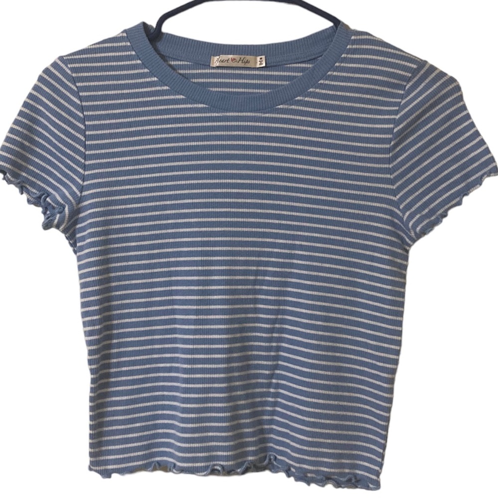 Heart Hips blue white striped crop top - M BUNDLE ONLY
